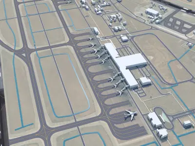 Erbil Airport 10km Low-poly 3D model