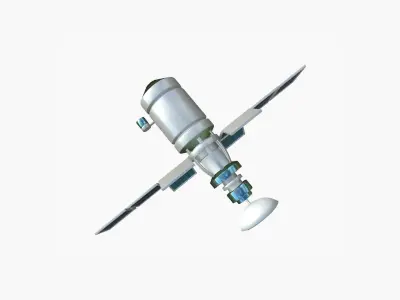 Satellite A03 White Blue - SciFi Space Design Low-poly 3D model