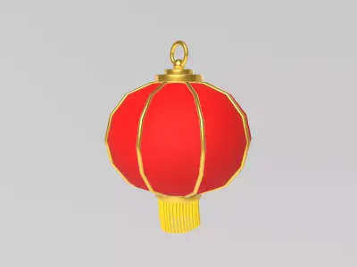 Stylized Low-Poly New Year Lantern Low-poly 3D model