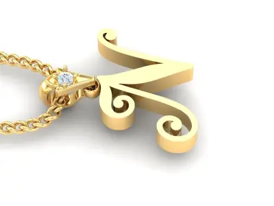 Alphabet V3 Light Gold  Font Pendant N 3D print model