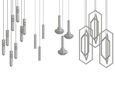 Four Hanging Light 3d model Low-poly 3D model buy