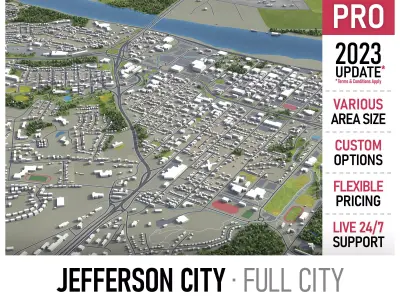 Jefferson City - 3D City Model Low-poly 3D model