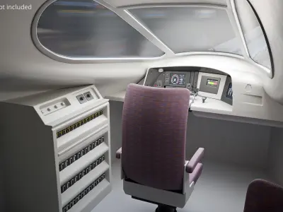  Modern Bullet Passenger Train with Interior Rigged 