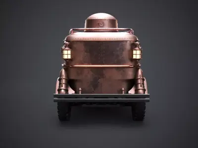 Steampunk Armored Van 3D Model - PBR Textured Vehicle Low-poly 3D model