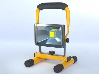 Industrial flood light Low-poly 3D model