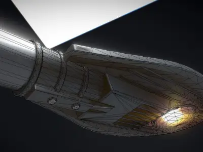 Sci-Fi Street Light 14 version 6 5m with pole 2 Low-poly 3D model