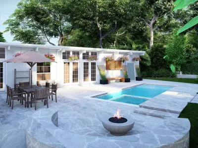 3D Exterior Scene 3D model design garden and landscape 3D  3D model