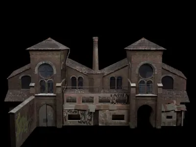 Old House damaged scratched painted Low-poly 3D model