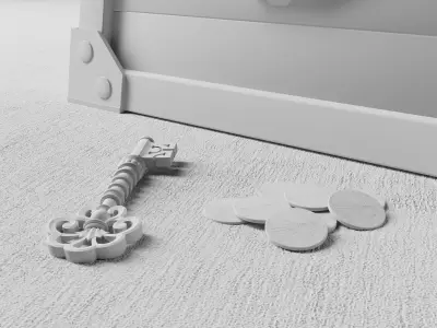 Old  wooden box with a carpet 3D model