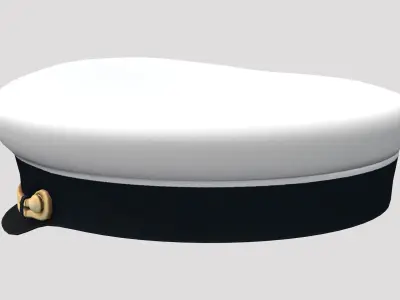 Military White Navy Hat Low-poly 3D model