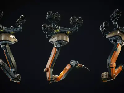 Next generation four-way axis robotic arm Low-poly 3D model