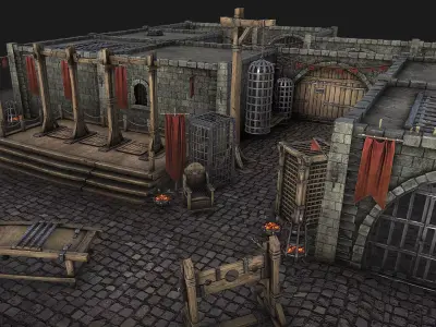 Medieval Prison Constructor  and Torture Pack Low-poly 3D model