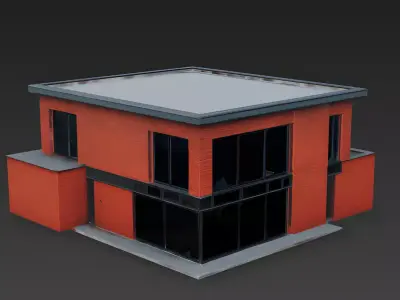 Contemporary Brick and Glass Corner House 3D Model Low-poly 3D model