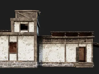 Old House Building 4K Textures GameReady 162 Low-poly 3D model