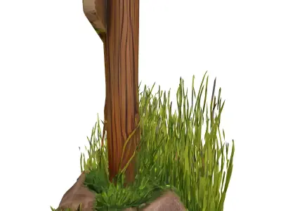 Rustic Wooden Signpost Landscape Prop Low-poly 3D model
