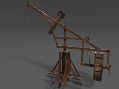 Medieval Crane Low-poly 3D model