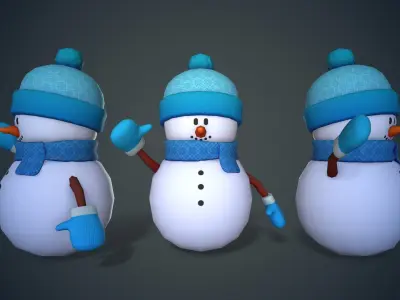 Cute Snowman  Low-poly 3D model