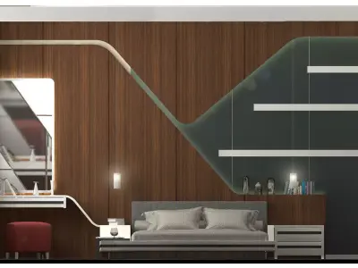 Modern Wooden Bedroom 3D model 3D model