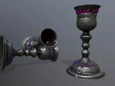 Chalice 5 silver goblet Low-poly 3D model