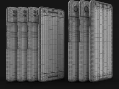 Google Pixel 2 and Pixel 2 XL All Color Low-poly 3D model