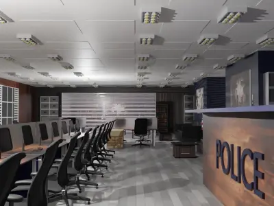 Police Station Low-poly 3D model
