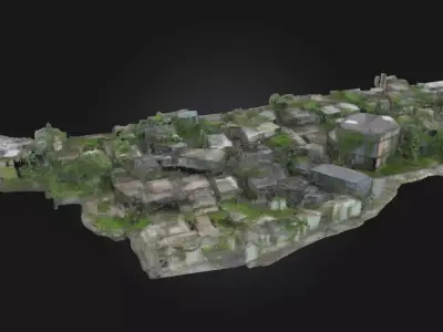 Desolate Island City  Abandoned Urban Environment Model 3D model