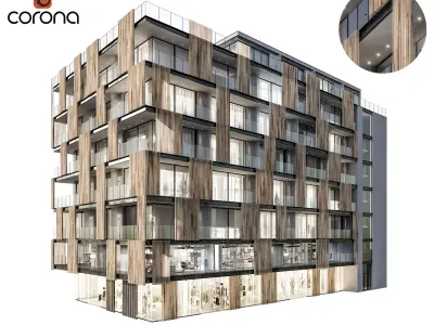 Modern residential building 04 3D model