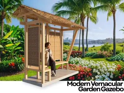Modern Vernacular Garden Gazebo - Tropical Shade - Resort 3D model