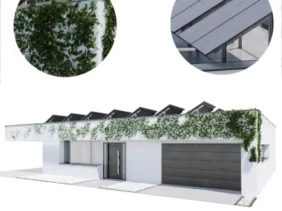 Modern house 23 at night 3D model