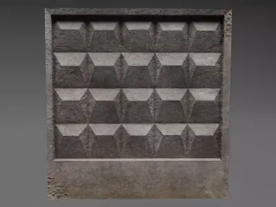 Damaged Soviet Concrete barrier Low-poly 3D model