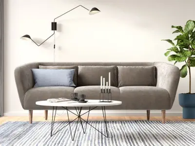 Javon Velvet Sofa - 2 Colour 3D model