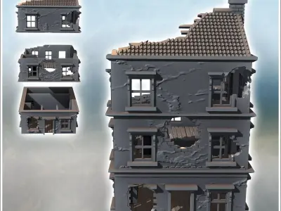 Tiled-roof house with bay window on the ground floor and a large 3D print model purchase