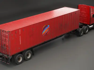  Used Generic Semi Truck with ISO Shipping Container Trailer 