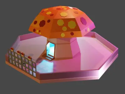 Mushroom House for human Free low-poly 3D model