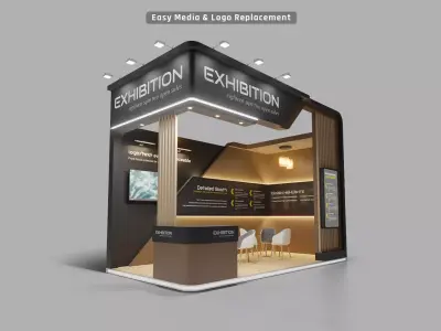Modular Exhibition Booth 18 sqm trade show and expo 3D model