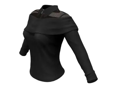 Off Shoulder Long Sweater With Transparent Shirt Under Low-poly 3D model