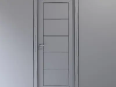 White interior door with black glass inserts 3D model