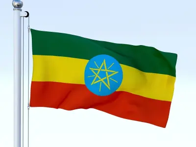 Animated Ethiopia Flag Low-poly 3D model
