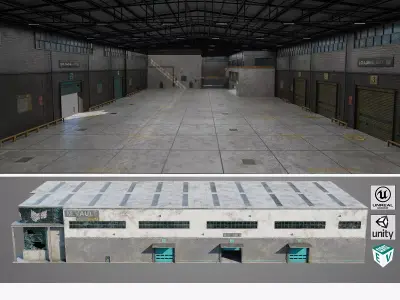 Old Abandoned Warehouse Interior And Exterior All PBR Low-poly 3D model