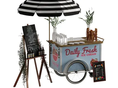 Ice Cream cart 2 blue 3D model