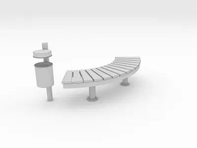 Bench Park 50 Low-poly 3D model