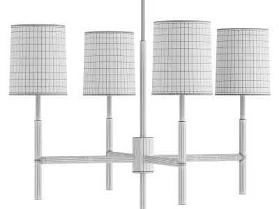 Clarion Small Chandelier with Linen Shades 3D model