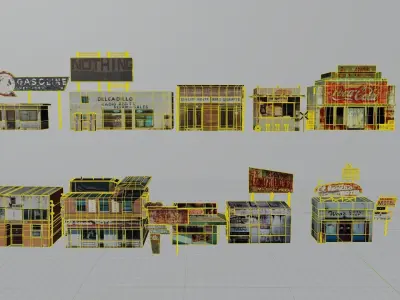 Old building collection V1 Low-poly 3D model