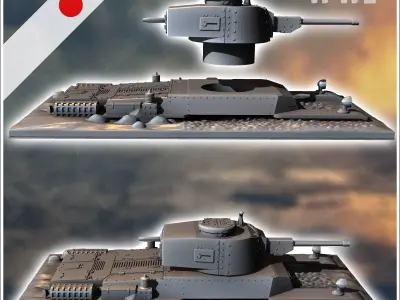 Japanese Type 97 Chi-Ha Kai semi-buried tank 5 - World War Two S 3D print model