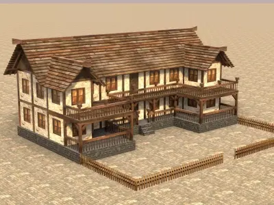 old house medieval low poly 3d Low-poly 3D model