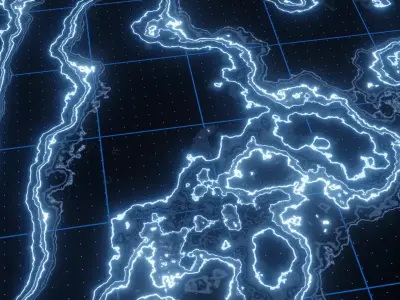 Sci-Fi Holographic Topographic Grid Map Low-poly 3D model