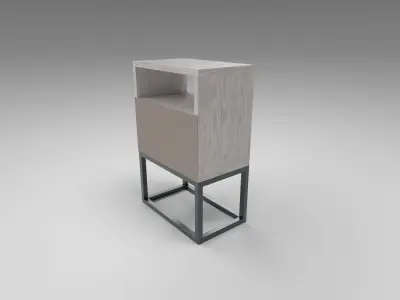 Modern bedside table light brown Low-poly 3D model