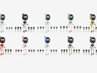 100 Robots Super Collection - SciFi Character Design 3D Model Pack