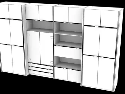 wooden cabinet set 3D model
