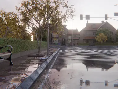 European Suburban Street Scene 3D model